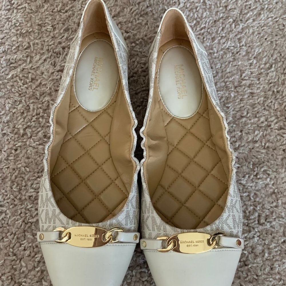 MK Cream Signature Flats